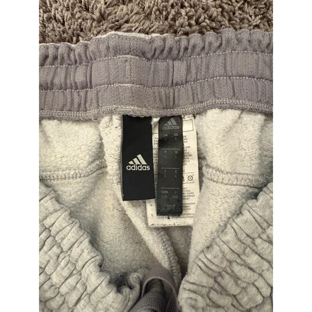Adidas Mens Fleece Sweatpants Gray Drawstring Joggers Ankle Zip Size Large